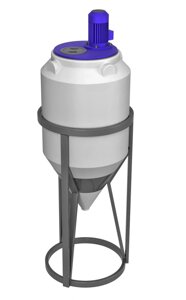 Пластиковый бак (емкость) для воды ЭкоПром ФМ 120л, конусообразная, в обрешетке, с пропеллерной мешалкой