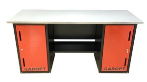 Верстак-стол слесарный Garopt No boxes GT1800DD. red, 2 тумбы, 4 полки
