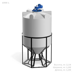 Polimer Group Емкость конусообразная Polimer-Group K 1000, в обрешетке, 1000л, с лопастной мешалкой