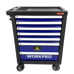 Тележка инструментальная WORKPRO WP285002A, закрытая, 7 ящиков, с набором инструментов 186шт.