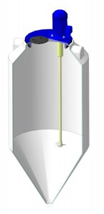 Пластиковый бак (емкость) для воды ЭкоПром ФМ 240л, конусообразная, в обрешетке, с пропеллерной мешалкой