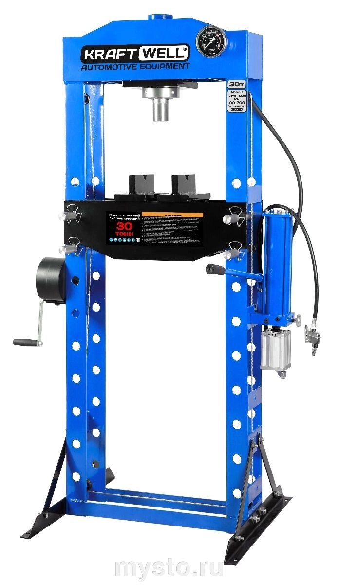 Пневмогидравлический пресс ручной 30 тонн KraftWell KRWPR30A, напольный от компании Оборудование для автосервиса и АЗС "Т-ind" доставка в регионы - фото 1