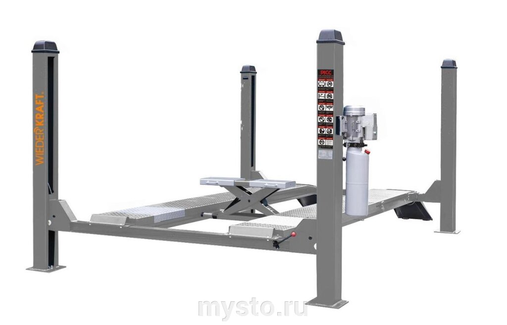 Подъемник четырехстоечный 5 тонн Wiederkraft WDK-541, электрогидравлический, для сход-развала, 380В от компании Оборудование для автосервиса и АЗС "Т-ind" доставка в регионы - фото 1