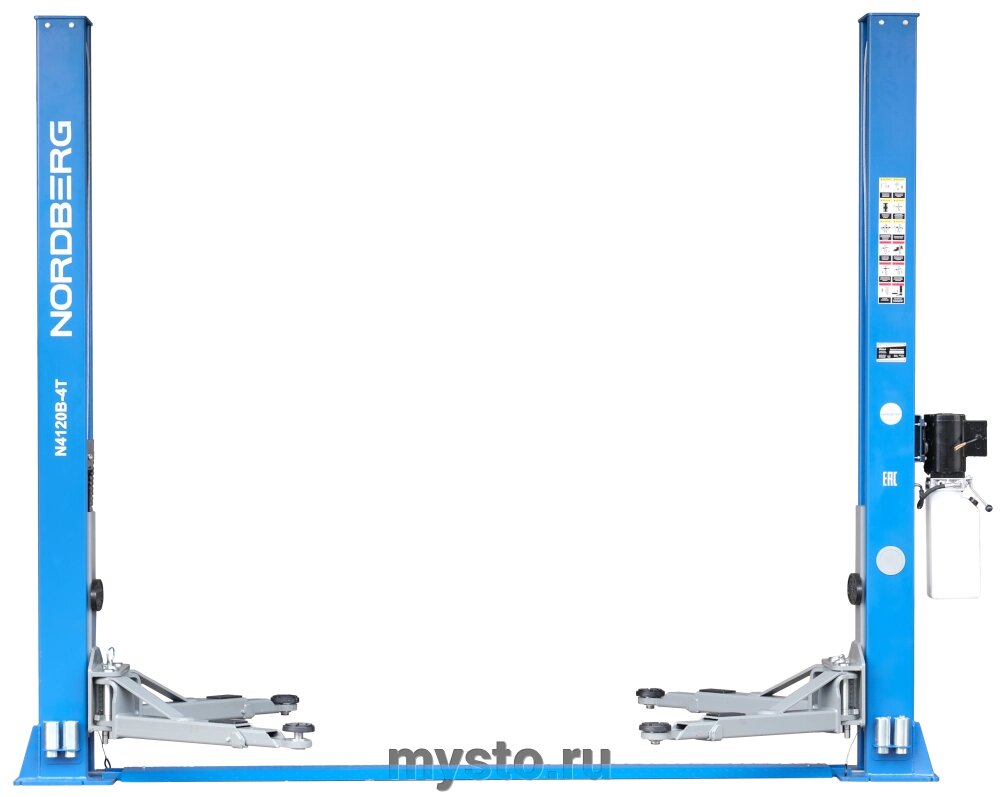 Подъемник двухстоечный автомобильный 4 тонны Nordberg N4120B-4T_380V_ES, электрогидравлический, 380В от компании Оборудование для автосервиса и АЗС "Т-ind" доставка в регионы - фото 1