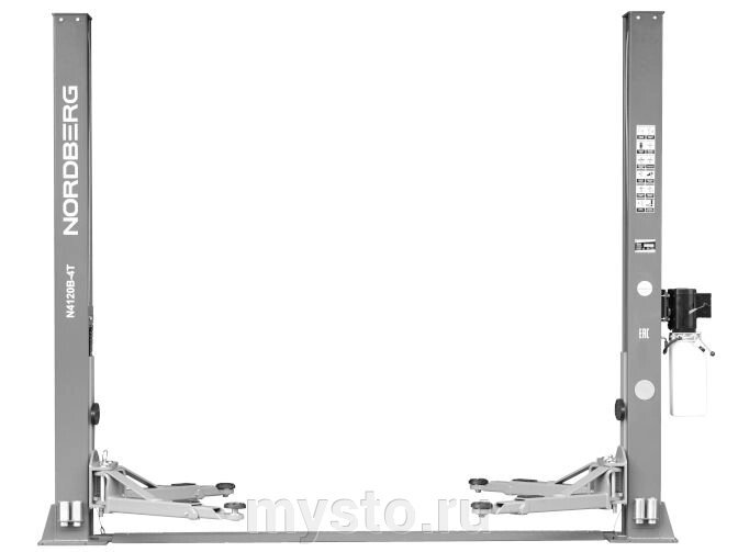 Подъемник двухстоечный автомобильный 4 тонны Nordberg N4120B-4T_380V серый, электрогидравлический, 380В от компании Оборудование для автосервиса и АЗС "Т-ind" доставка в регионы - фото 1