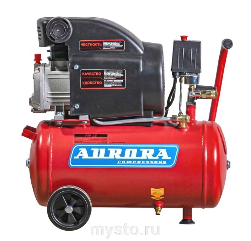 Поршневой компрессор Aurora AIR-25, коаксиальный привод, 206 л/мин, 220В от компании Оборудование для автосервиса и АЗС "Т-ind" доставка в регионы - фото 1