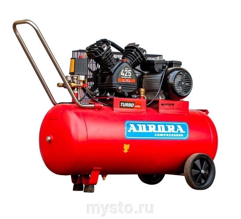 Поршневой компрессор Aurora CYCLON-100 TURBO, ременной привод, масляный, 425 л/мин, 220В от компании Оборудование для автосервиса и АЗС "Т-ind" доставка в регионы - фото 1