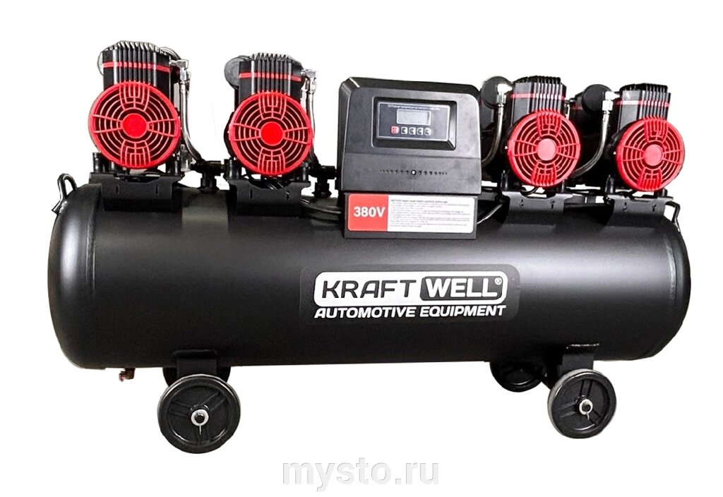 Поршневой компрессор KraftWell KRW-AC1000-120L, ременной привод, 1000 л/мин, 380В от компании Оборудование для автосервиса и АЗС "Т-ind" доставка в регионы - фото 1