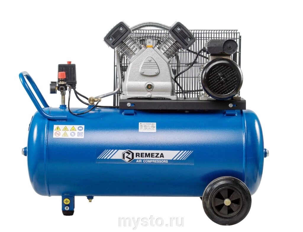 Поршневой компрессор Remeza СБ4/С-100. LB24, ременной привод, масляный, 360 л/мин, 380В от компании Оборудование для автосервиса и АЗС "Т-ind" доставка в регионы - фото 1