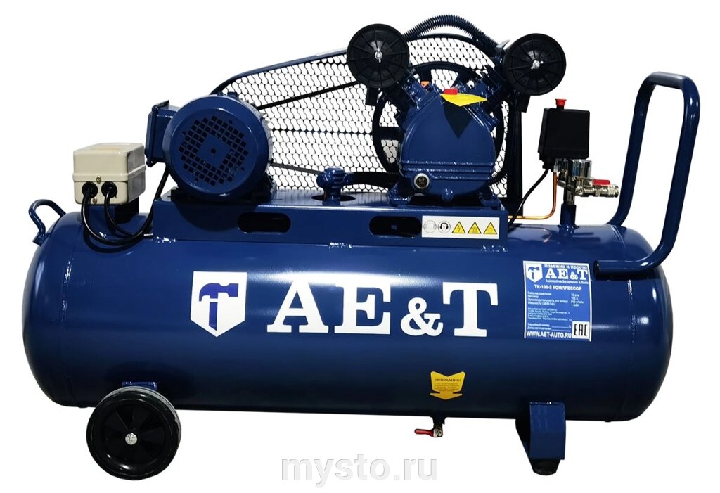 Поршневой компрессор с ременным приводом AE&T TK-100-2, 240 л/мин, 380В от компании Оборудование для автосервиса и АЗС "Т-ind" доставка в регионы - фото 1