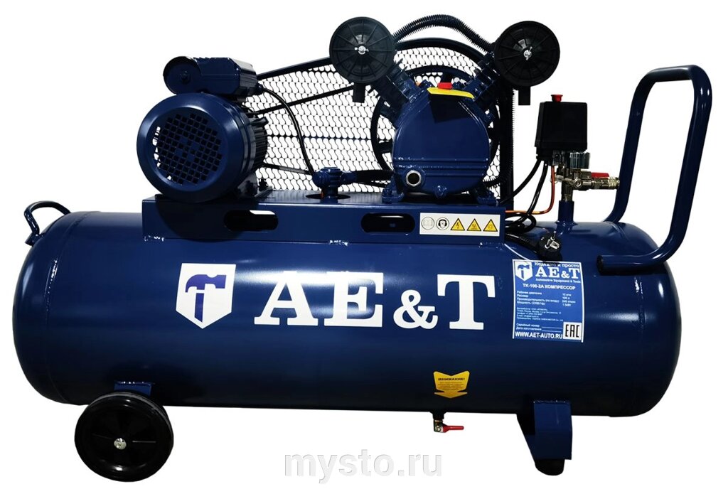 Поршневой компрессор с ременным приводом AE&T TK-100-2A, 240 л/мин, 220В от компании Оборудование для автосервиса и АЗС "Т-ind" доставка в регионы - фото 1
