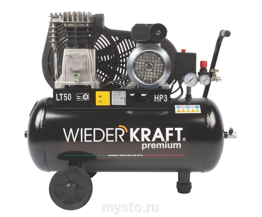 Поршневой компрессор Wiederkraft WDK-90532, ременной привод, 320 л/мин, 220В от компании Оборудование для автосервиса и АЗС "Т-ind" доставка в регионы - фото 1
