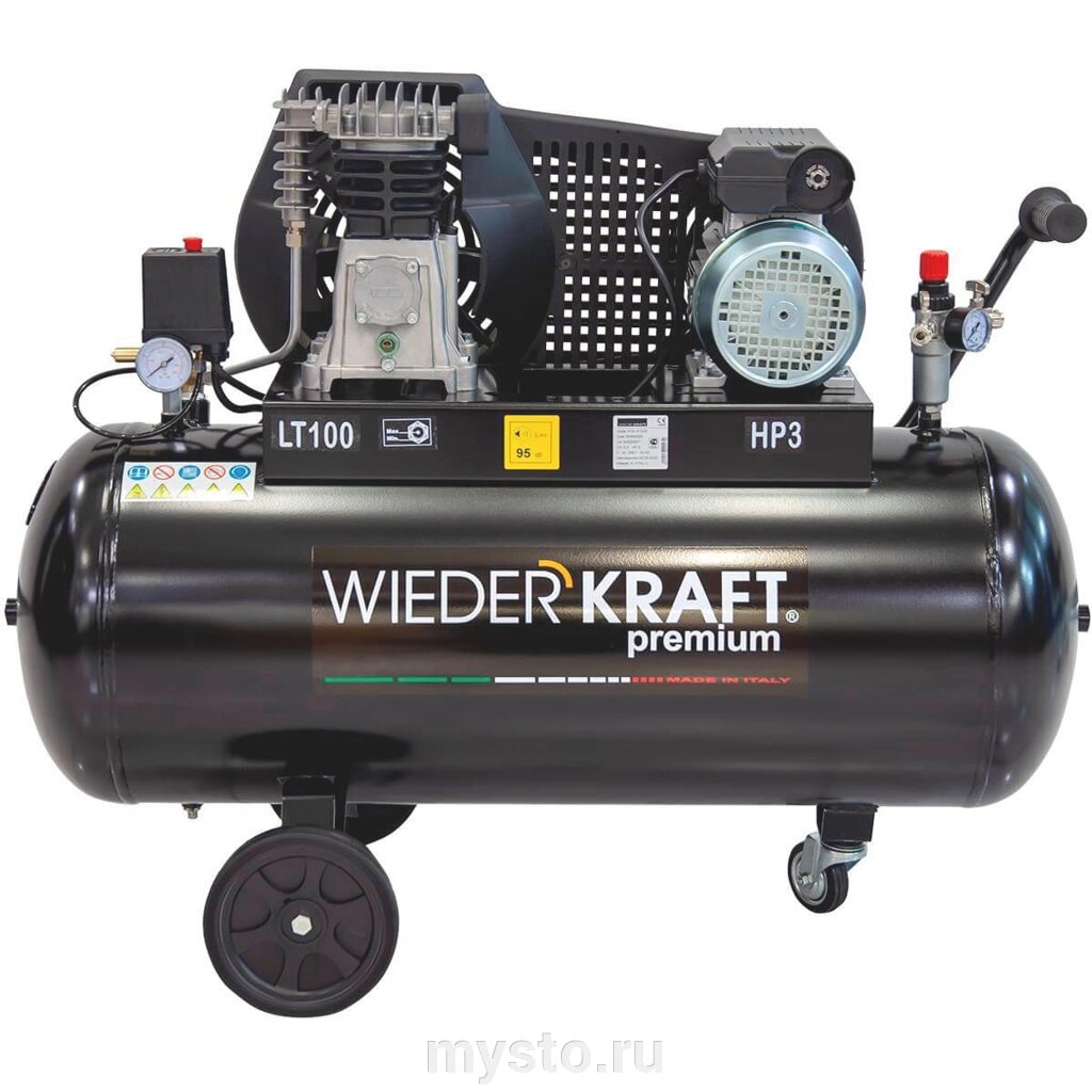 Поршневой компрессор Wiederkraft WDK-91032, ременной привод, 320 л/мин, 220В от компании Оборудование для автосервиса и АЗС "Т-ind" доставка в регионы - фото 1