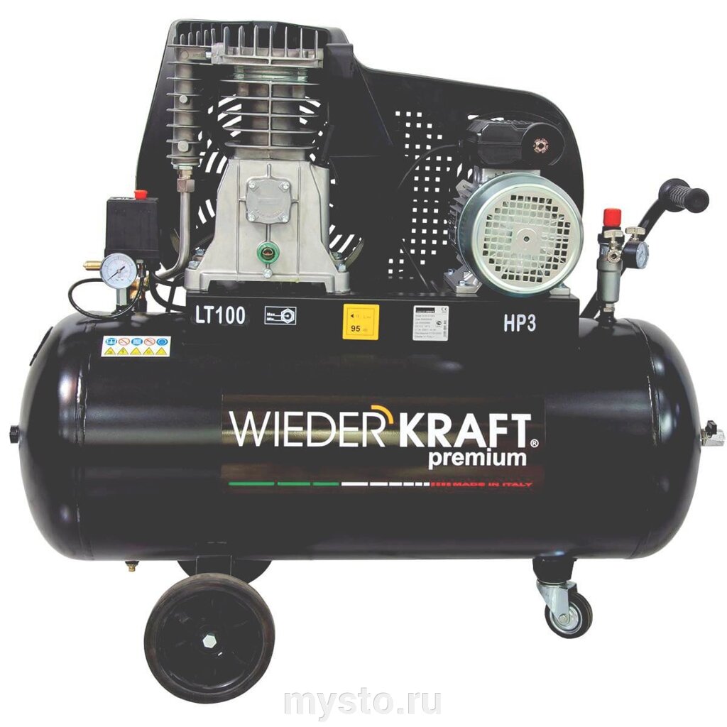 Поршневой компрессор Wiederkraft WDK-91053, ременной привод, 453 л/мин, 220В от компании Оборудование для автосервиса и АЗС "Т-ind" доставка в регионы - фото 1