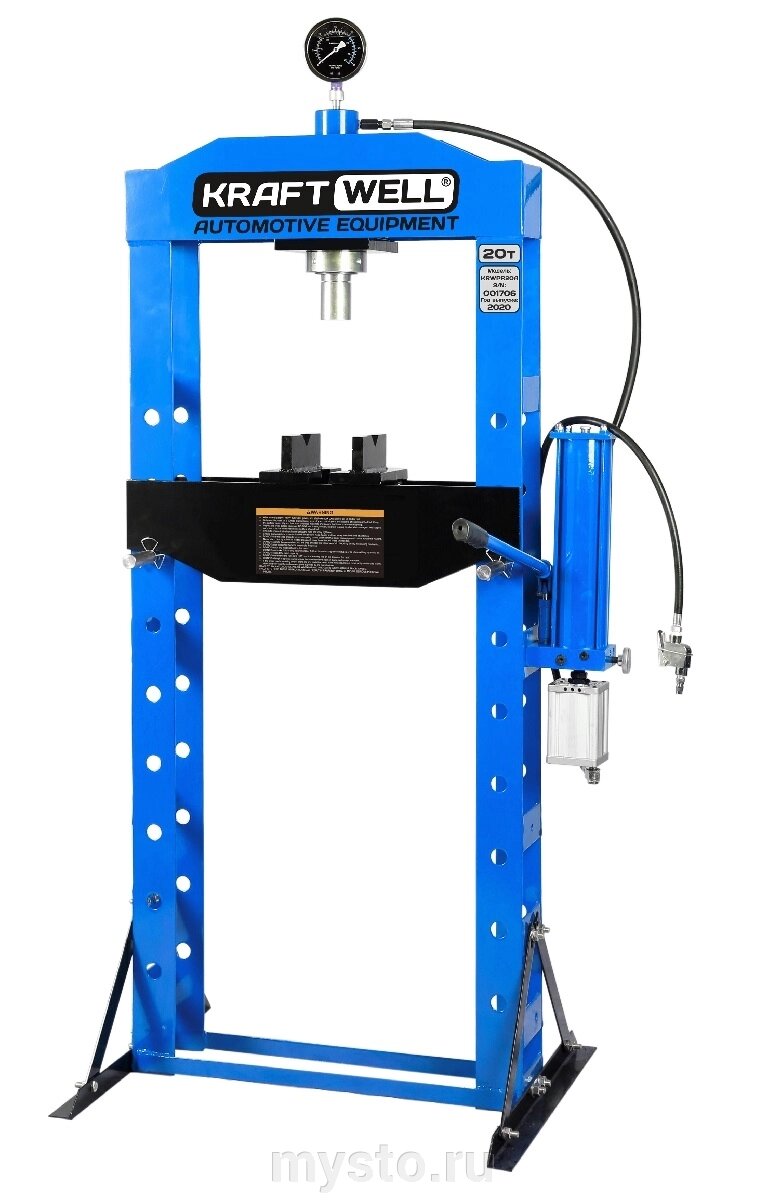 Пресс пневмогидравлический ручной 20 тонн KraftWell KRWPR20A, напольный, гаражный от компании Оборудование для автосервиса и АЗС "Т-ind" доставка в регионы - фото 1