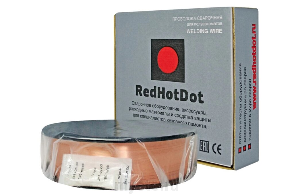 Проволока сварочная омедненная RedHotDot MR08205, для сварки сталей (0.8 мм, 5 кг) от компании Оборудование для автосервиса и АЗС "Т-ind" доставка в регионы - фото 1