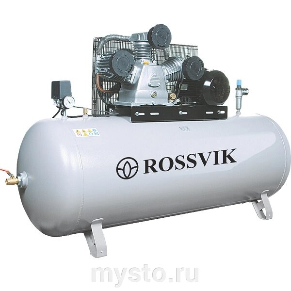 ROSSVIK Поршневой компрессор Rossvik СБ4/С-100. LB75, ременной привод, масляный, 950 л/мин, 380В от компании Оборудование для автосервиса и АЗС "Т-ind" доставка в регионы - фото 1