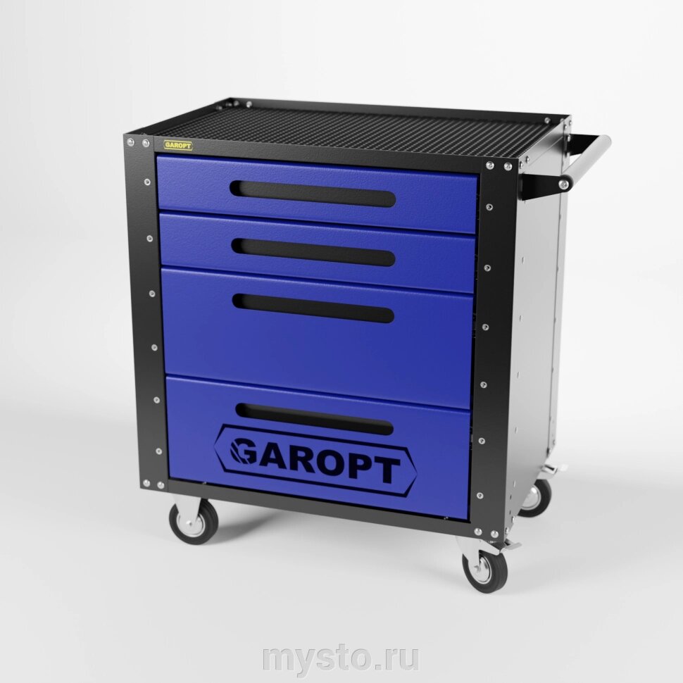 Тележка для инструмента Garopt Low-cost Gt4. blue, закрытая, 4 ящика от компании Оборудование для автосервиса и АЗС "Т-ind" доставка в регионы - фото 1