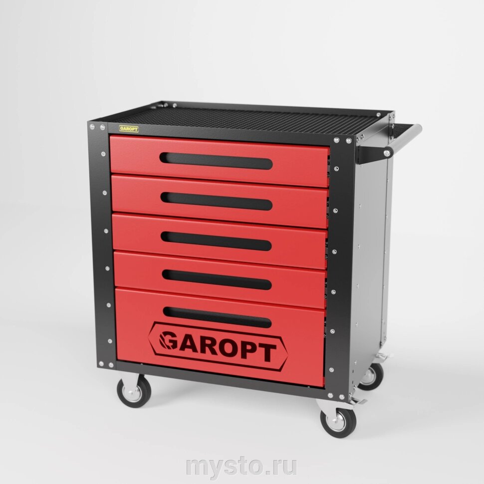 Тележка для инструмента Garopt Low-cost Gt5. red, закрытая, 5 ящиков от компании Оборудование для автосервиса и АЗС "Т-ind" доставка в регионы - фото 1