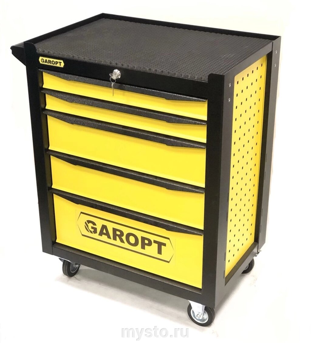 Тележка для инструмента Garopt Premium GT9505. yell, закрытая, 5 ящиков от компании Оборудование для автосервиса и АЗС "Т-ind" доставка в регионы - фото 1