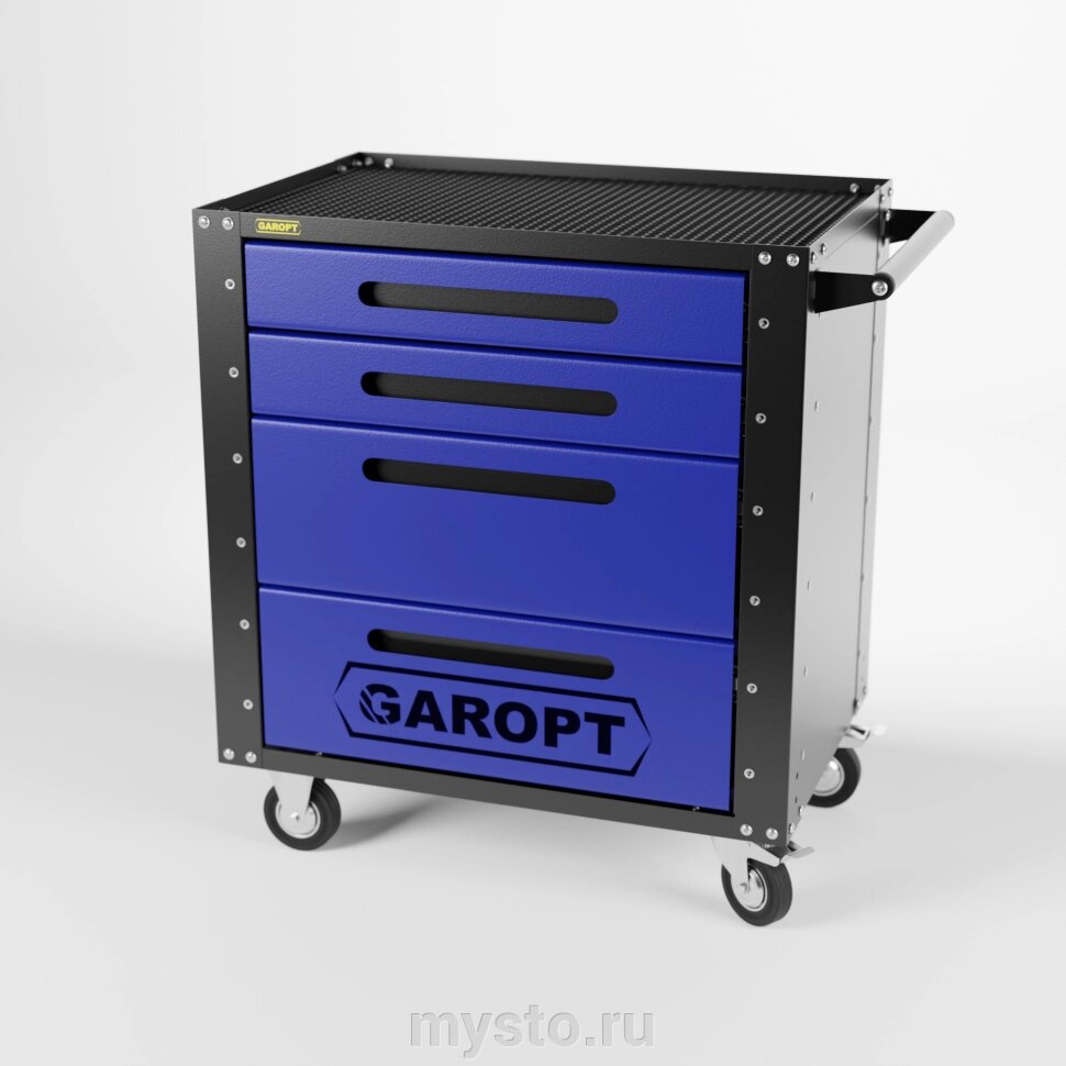 Тележка инструментальная Garopt Low-cost GT4. BLUE, закрытая, 4 ящика от компании Оборудование для автосервиса и АЗС "Т-ind" доставка в регионы - фото 1