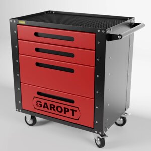 Тележка инструментальная Garopt Low-cost GT4. RED, закрытая, 4 ящика
