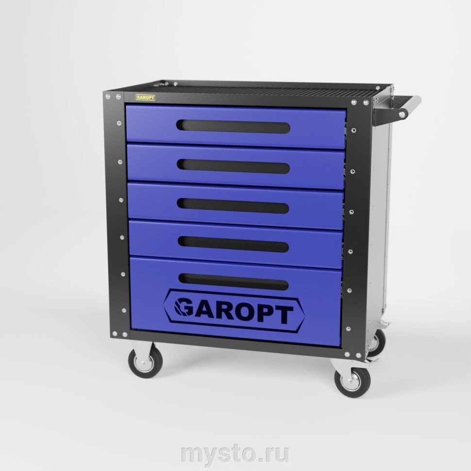 Тележка инструментальная Garopt Low-cost GT5. BLUE закрытая, 5 ящиков от компании Оборудование для автосервиса и АЗС "Т-ind" доставка в регионы - фото 1