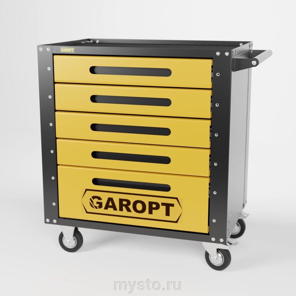 Тележка инструментальная Garopt Low-cost Gt5. yell, закрытая, 5 ящиков от компании Оборудование для автосервиса и АЗС "Т-ind" доставка в регионы - фото 1