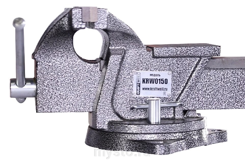 Тиски слесарные с наковальней KraftWell KRW0150, 150мм от компании Оборудование для автосервиса и АЗС "Т-ind" доставка в регионы - фото 1