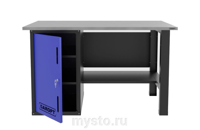 Верстак слесарный Garopt No boxes GT1400STD. blue, однотумбовый, 2 полки от компании Оборудование для автосервиса и АЗС "Т-ind" доставка в регионы - фото 1