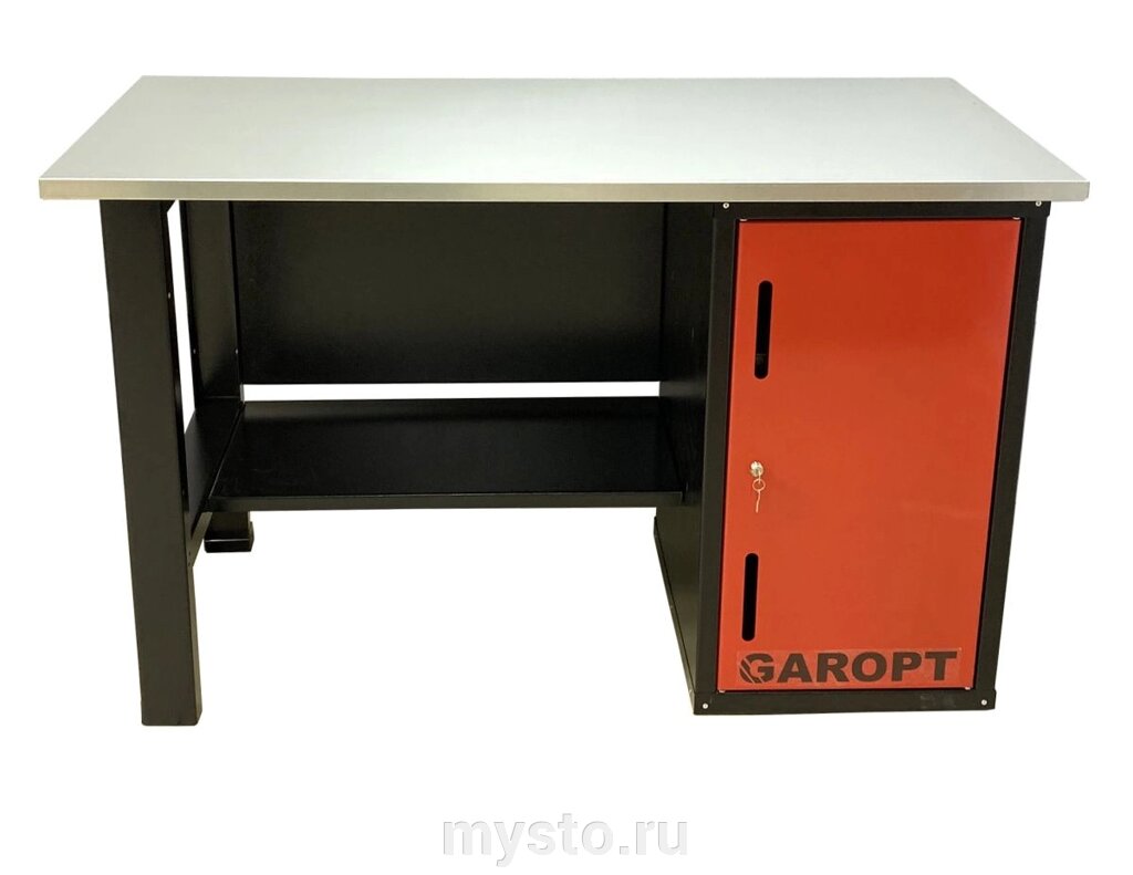 Верстак слесарный Garopt No boxes GT1400STD. red, однотумбовый, 2 полки от компании Оборудование для автосервиса и АЗС "Т-ind" доставка в регионы - фото 1