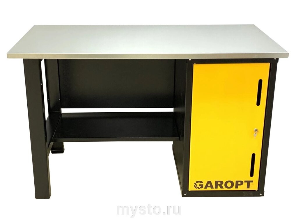 Верстак слесарный Garopt No boxes GT1400STD. yell, однотумбовый, 2 полки от компании Оборудование для автосервиса и АЗС "Т-ind" доставка в регионы - фото 1