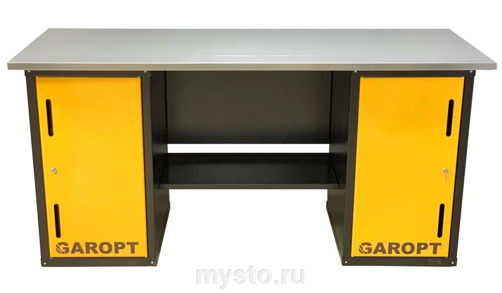 Верстак слесарный Garopt No boxes GT1800DD. yell, 2 тумбы, 4 полки от компании Оборудование для автосервиса и АЗС "Т-ind" доставка в регионы - фото 1