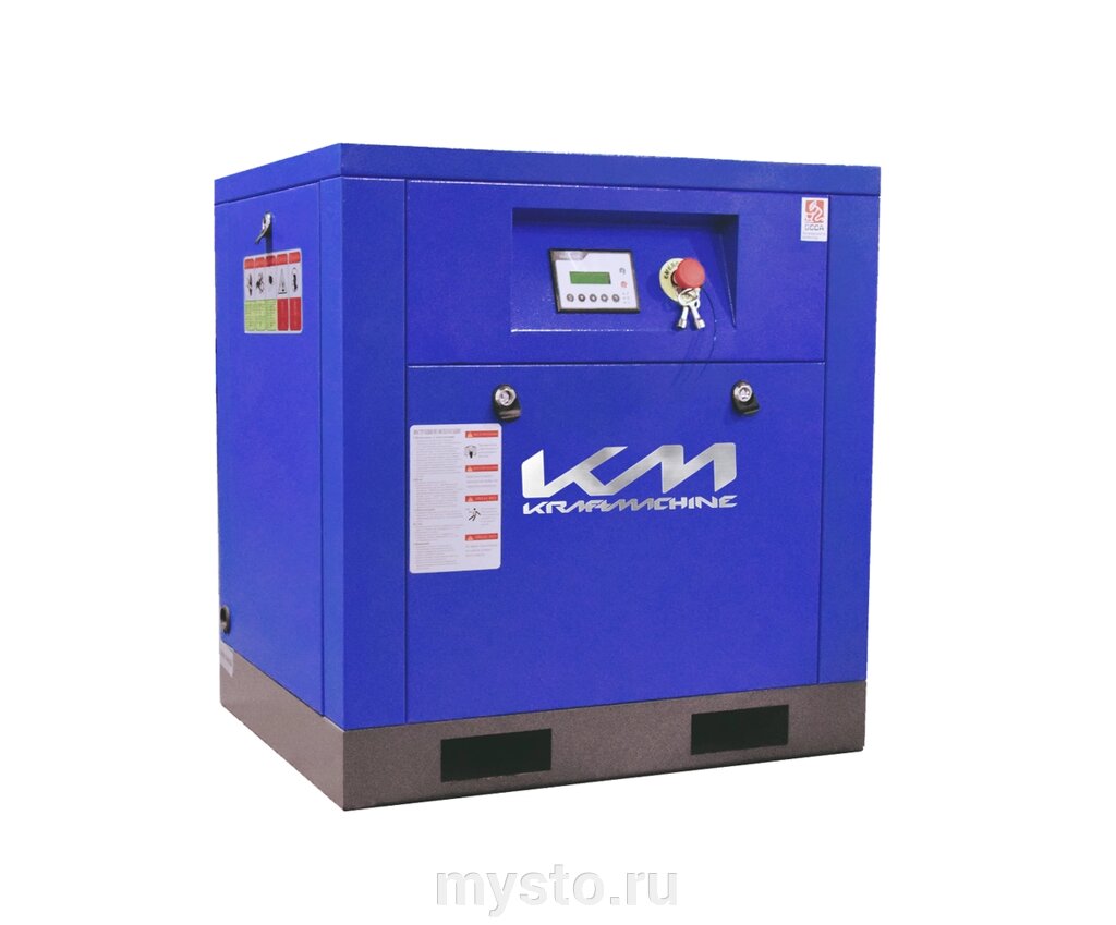 Винтовой компрессор KraftMachine KM5.5-10рВ, ременной привод, 10 бар, IP54, 600л/мин от компании Оборудование для автосервиса и АЗС "Т-ind" доставка в регионы - фото 1