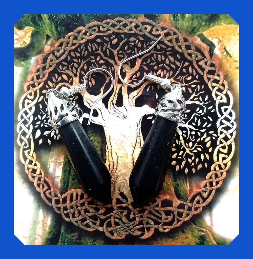 Магические серьги с натуральным камнем Черный агат от компании ООО АМУЛЕТОФФ - фото 1