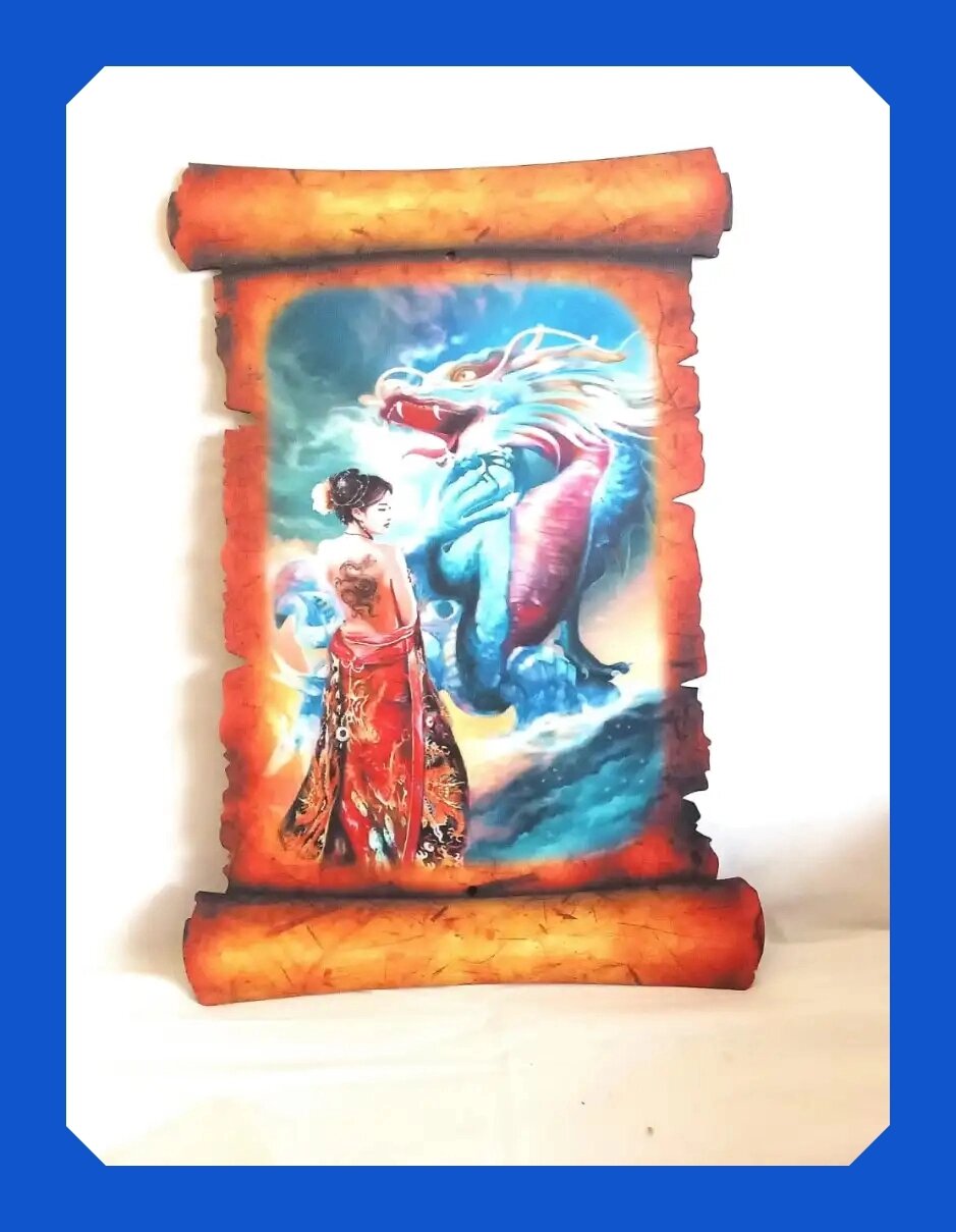 Объемная картина «Девушка и дракон», 42.5*29.5 см от компании ООО АМУЛЕТОФФ - фото 1