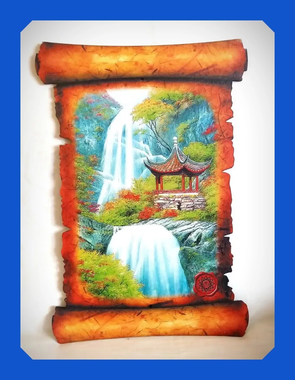 Объемная картина «Пагода у водопада», 42.5*29.5 от компании ООО АМУЛЕТОФФ - фото 1