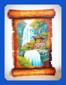 Объемная картина «Пагода у водопада», 42.5*29.5
