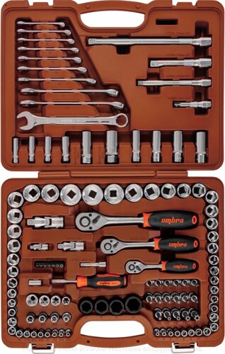 911120 Специальный набор инструмента, торцевые головки 1/4", 3/8", 1/2"DR, 4-32 мм и SAE 5/32"1-1/4", ударные