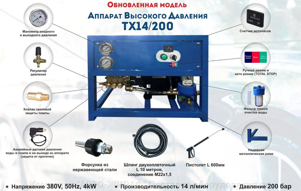 Аппарат высокого давления TX14200 TMP от компании Компания "АВТО-ЖИРАФ" Поставка оборудования по ценам завода изготовите - фото 1