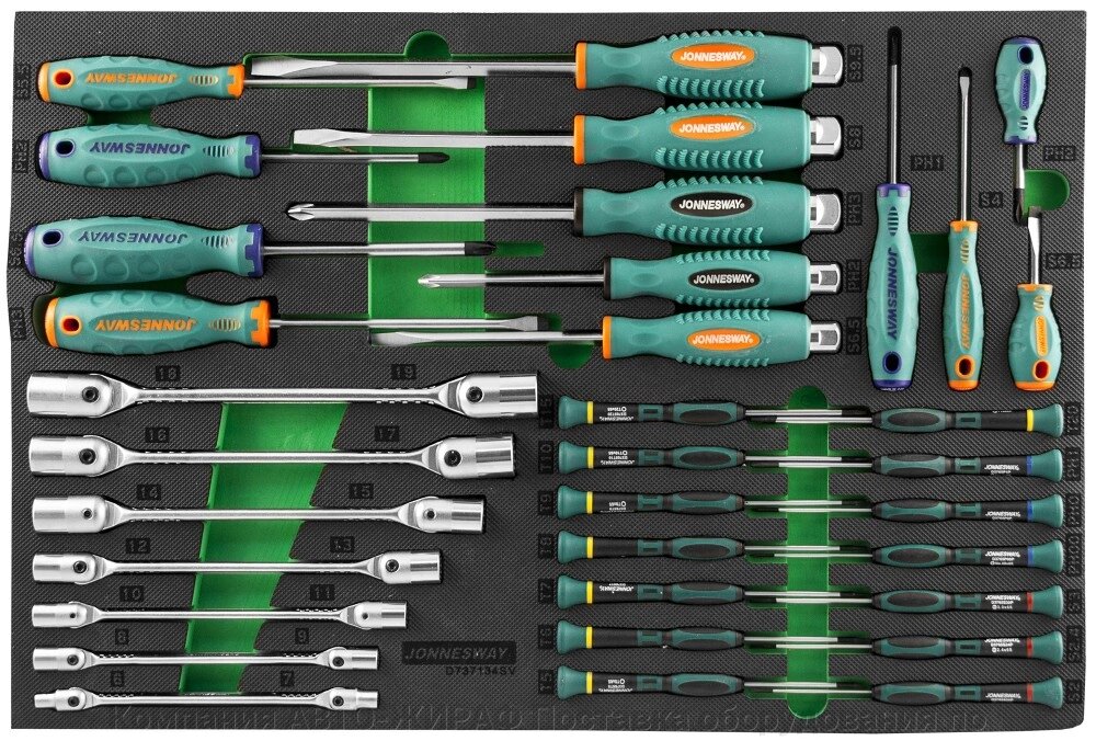 D737134SV Набор стержневых отверток и ключей гаечных карданных в EVA ложементе 560х400 мм, 34 предмета от компании Компания АВТО-ЖИРАФ Поставка оборудования по ценам завода изготовителя - фото 1