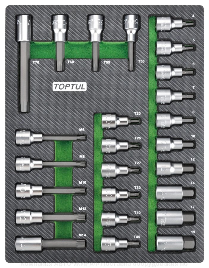 Набор головок торцевых 1/2" с насадками Hex, Torx, Spline, 25 пр., в мягком ложементе TOPTUL  GEB2501 от компании Компания АВТО-ЖИРАФ Поставка оборудования по ценам завода изготовителя - фото 1