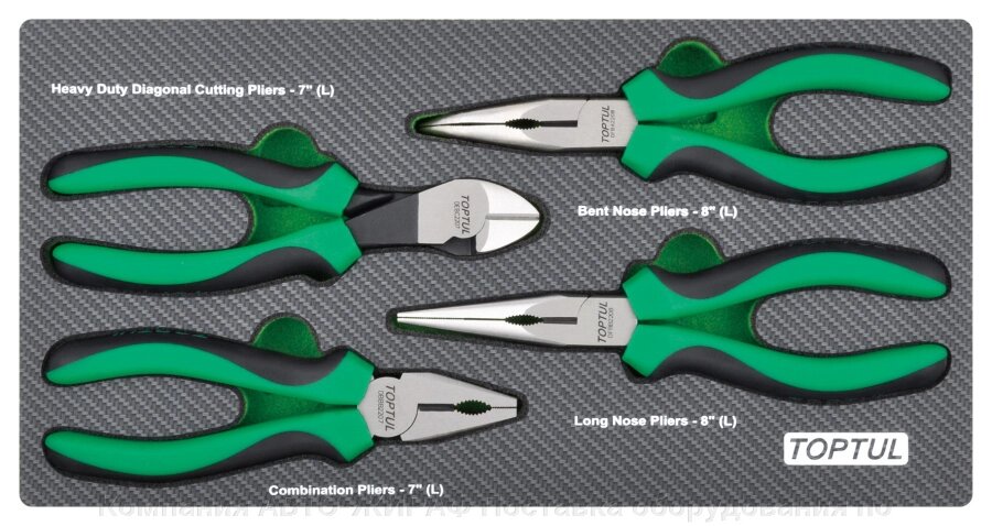 Набор губцевого инструмента 4 предмета в мягком ложементе TOPTUL GEA0407 от компании Компания АВТО-ЖИРАФ Поставка оборудования по ценам завода изготовителя - фото 1