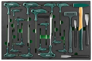H10121SV Набор ключей торцевых шестигранных и TORX, молотков и зубил в EVA ложементе 560х400 мм, 21 предмет