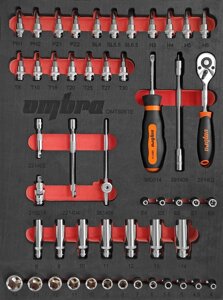 OMT50STE Набор головок торцевых 1/4" DR 4-14 мм, внешний TORX Е4-Е8 с аксессуарами в EVA ложементе 280х375 мм, 50