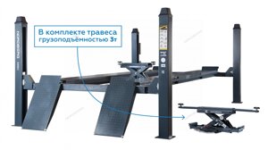 Подъемник 4-стоечный 5 т, c ручной траверсой 3 т N433, для сход-развала, электростопоры,380 В, серый NORDBERG 4450J_EG