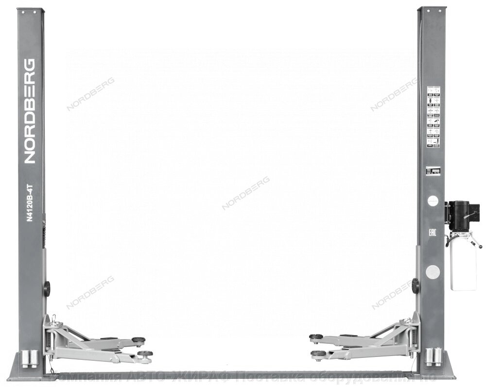 Подъемник двухстоечный 4 т, 380 В, серый NORDBERG N4120B-4G_220 от компании Компания АВТО-ЖИРАФ Поставка оборудования по ценам завода изготовителя - фото 1