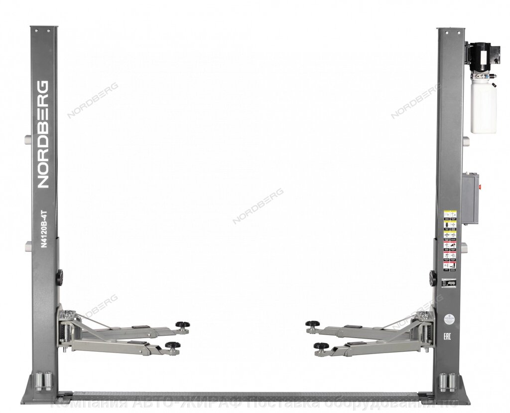 Подъемник двухстоечный 4 т, с электростопорами, 380 В, серый NORDBERG N4120BE-4G_380 от компании Компания АВТО-ЖИРАФ Поставка оборудования по ценам завода изготовителя - фото 1