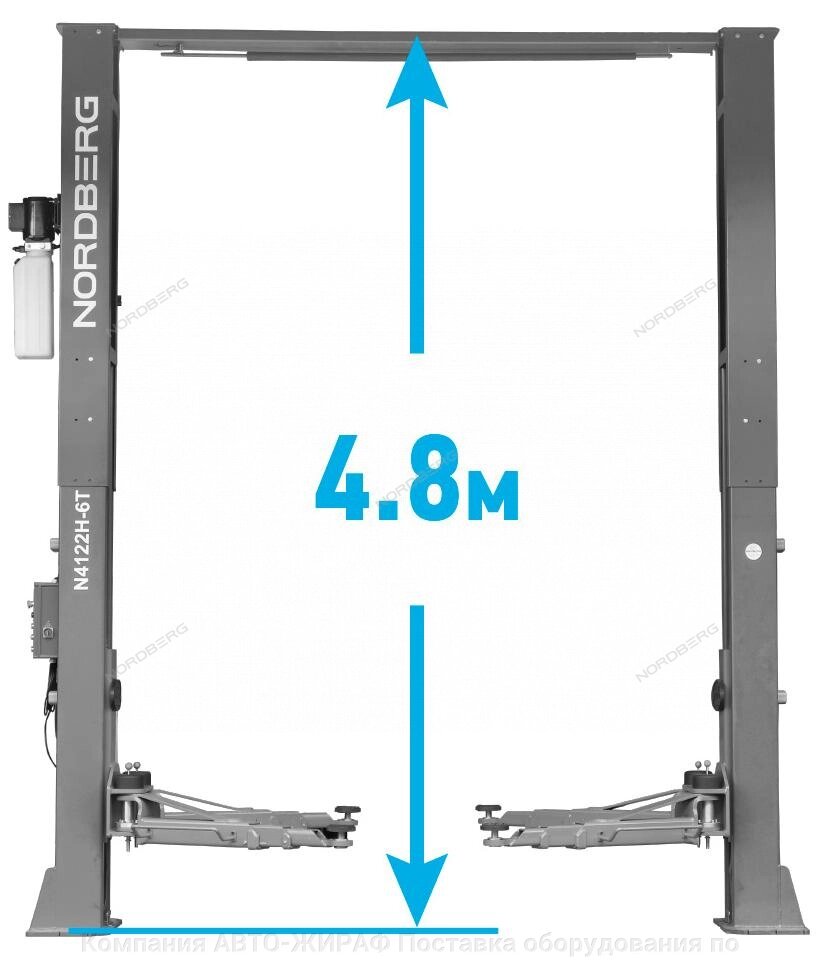 Подъемник двухстоечный 6 т, верхняя синхронизация, 380 В, серый NORDBERG N4122HE-6G_380 от компании Компания АВТО-ЖИРАФ Поставка оборудования по ценам завода изготовителя - фото 1