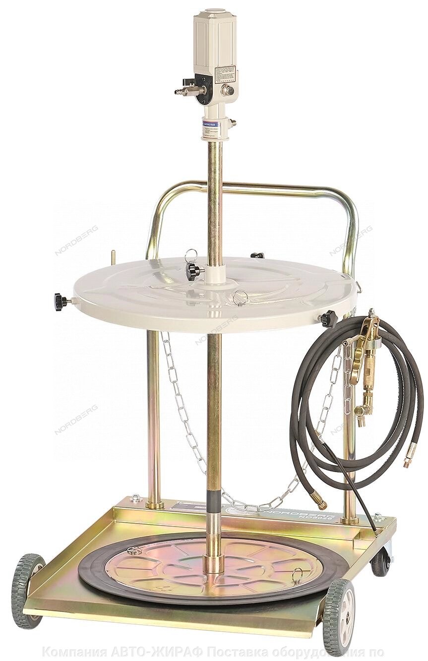 Установка пневматическая для раздачи густой смазки из бочек до 200 л, c тележкой NORDBERG NO5026 от компании Компания АВТО-ЖИРАФ Поставка оборудования по ценам завода изготовителя - фото 1